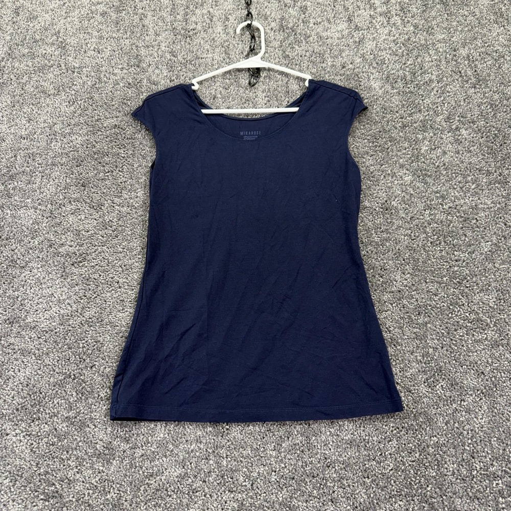Mikarose Tank Top Womens M Blue Basic Jersey Crew Neck Stretch Summer Casual